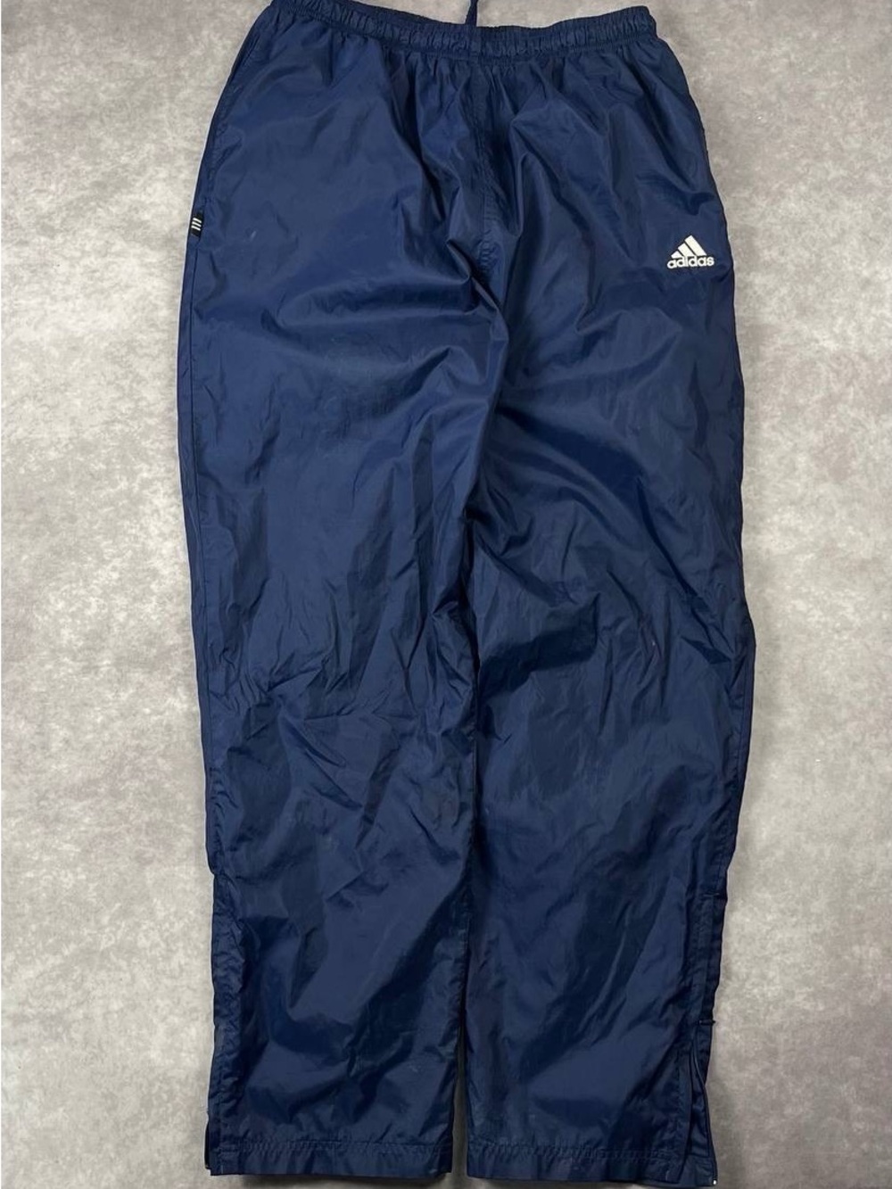 [334] Adidas Vintage Navy Blue Mesh Lined Windbreaker Track Pants Mens L Size